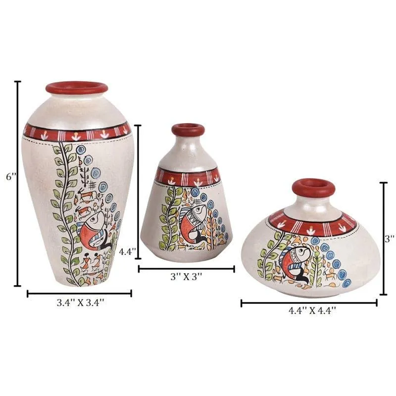 Ourania Tribal Terracotta Vase - Set Of Three