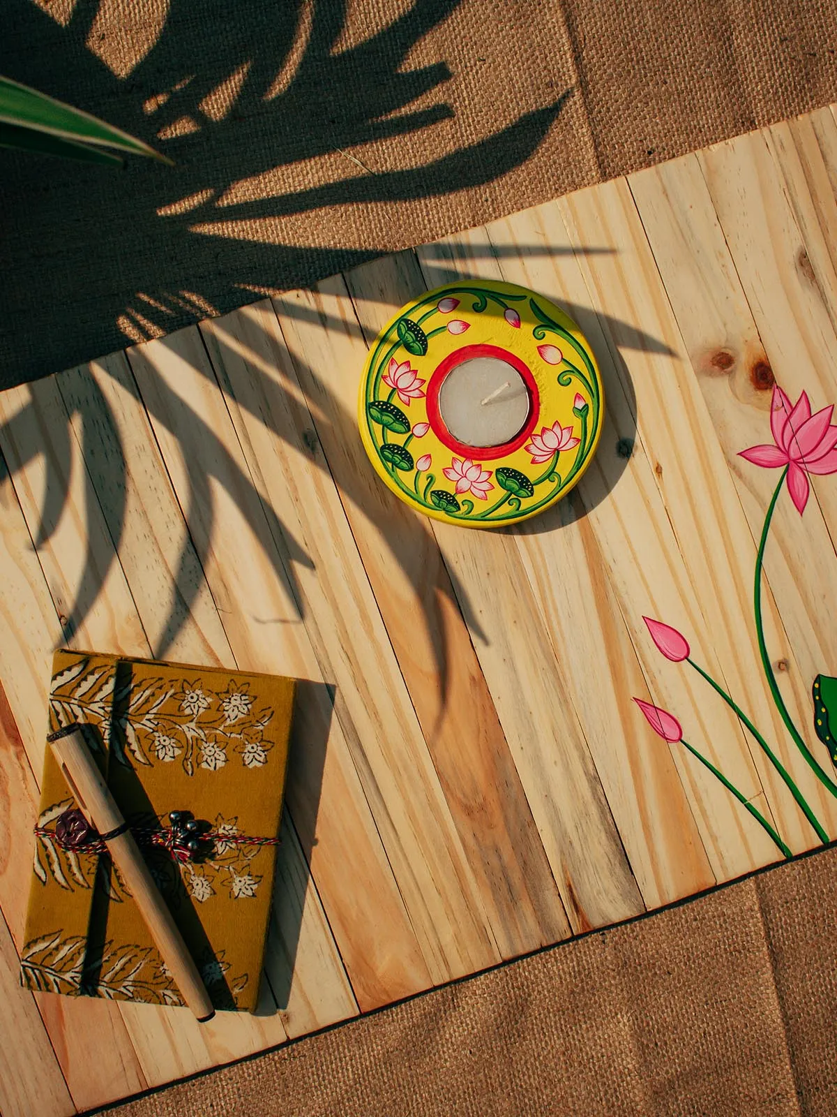 Pichwai Cow Wooden Table Runner