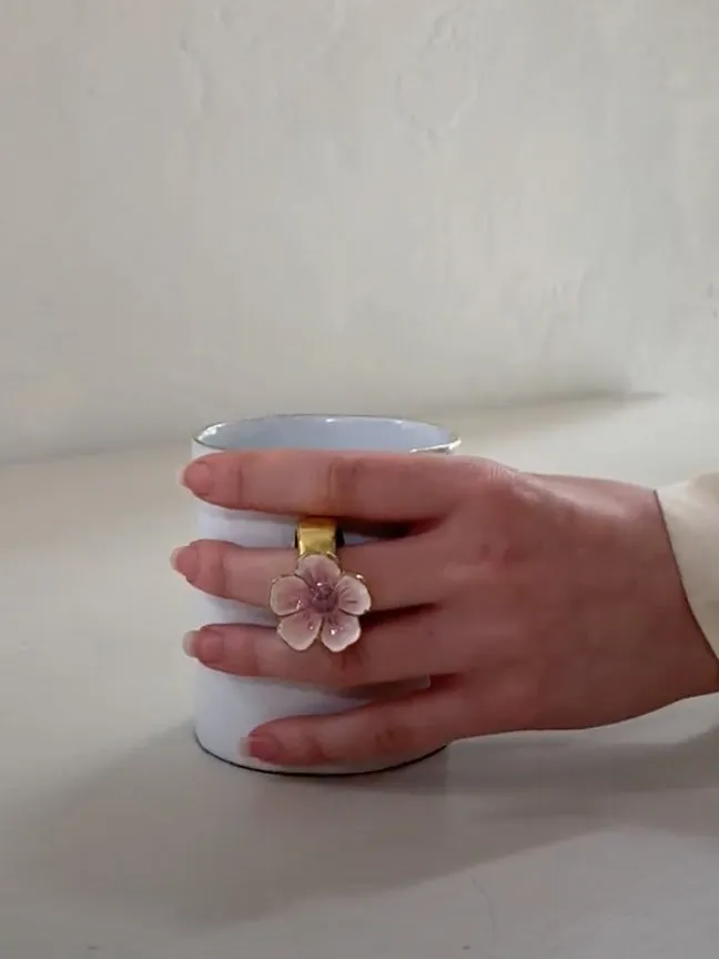 Pink Flower Ring Cup