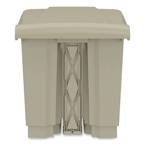 Plastic Step-on Receptacle, 20 Gal, Metal, Tan, Ships In 1-3 Business Days