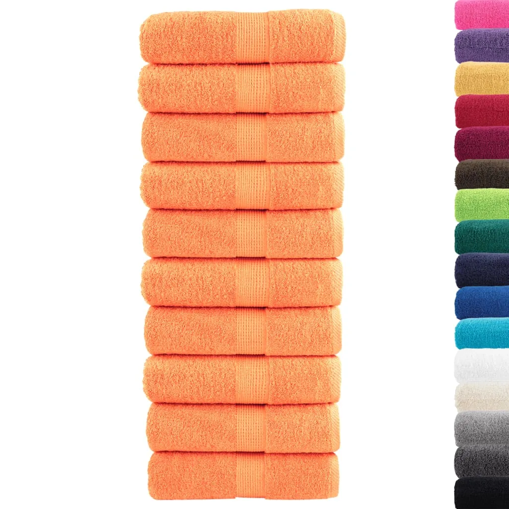 Premium Washcloths 10 pcs Orange 30x30 cm 600 gsm 100% Cotton