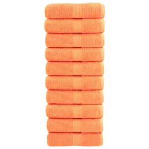 Premium Washcloths 10 pcs Orange 30x30 cm 600 gsm 100% Cotton