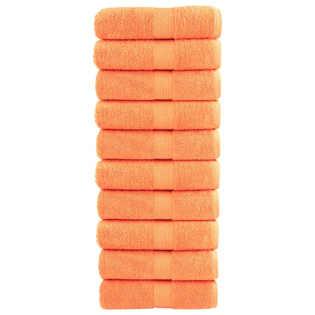 Premium Washcloths 10 pcs Orange 30x30 cm 600 gsm 100% Cotton
