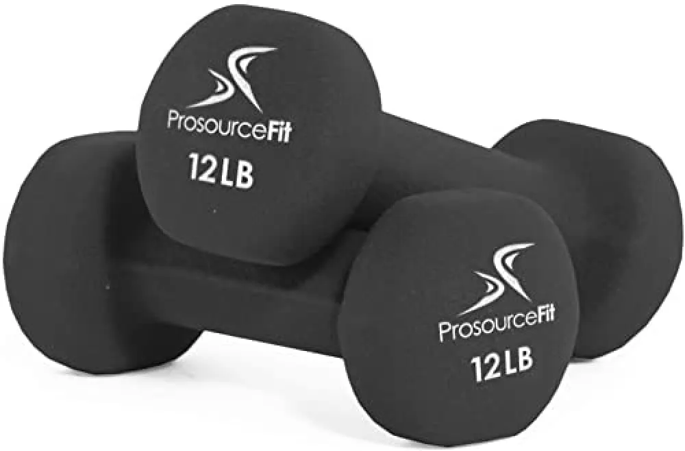 ProsourceFit Set of 2 Neoprene Dumbbell Coated for Non-Slip Grip, 1 lb-12 lb