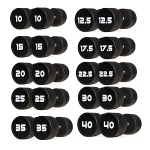 PU Polyurethane Dumbbells Set  10kg to 40kg - 10 Pairs (Package)