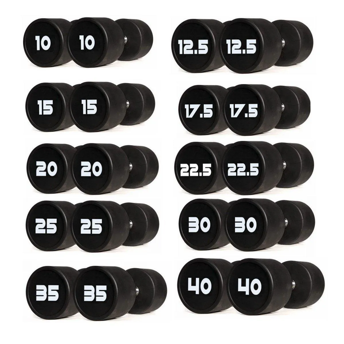 PU Polyurethane Dumbbells Set  10kg to 40kg - 10 Pairs (Package)