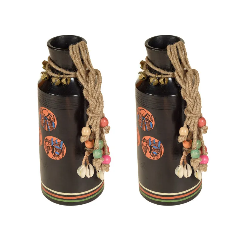 Rachanna Handpainted Terracotta Vase - Set of Two