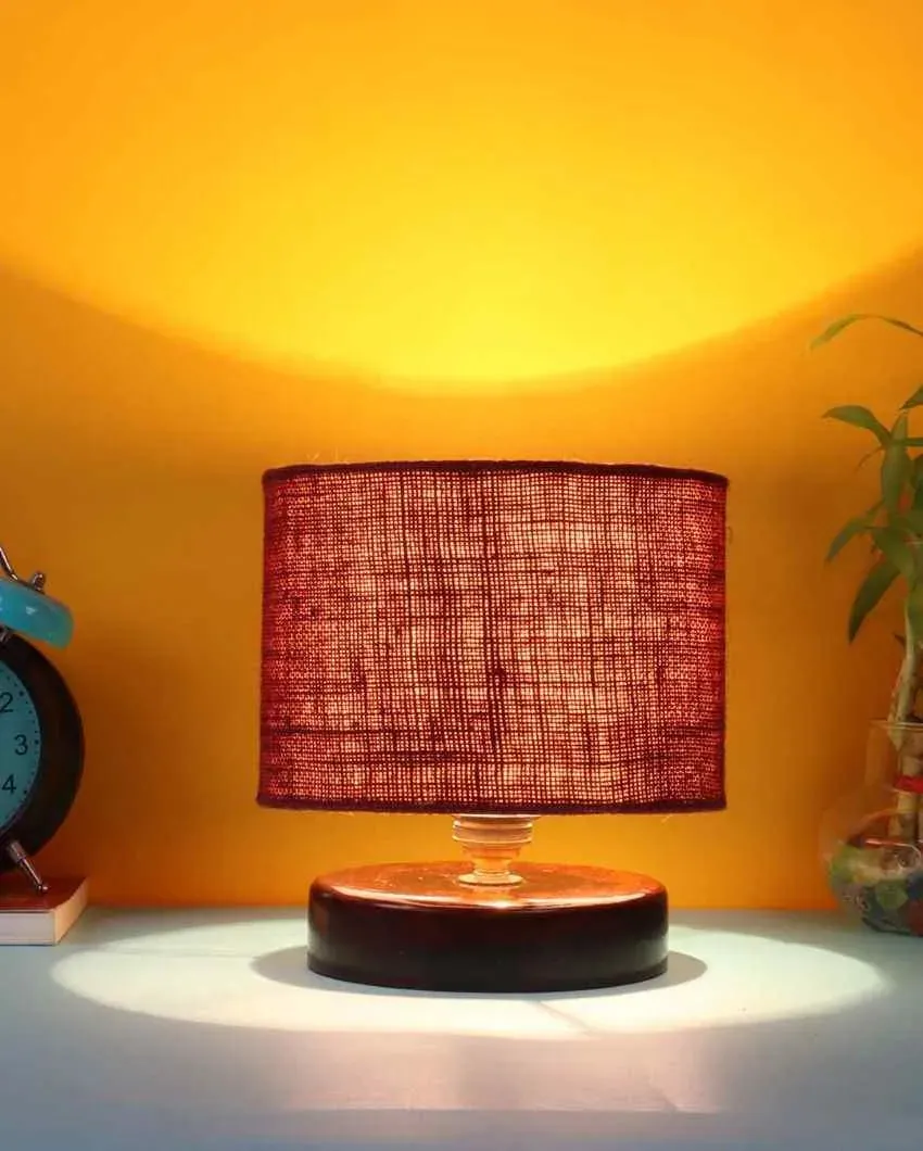 Radian Jute Table Lamp With Wood Chocolate Base | 7 x 7 inches