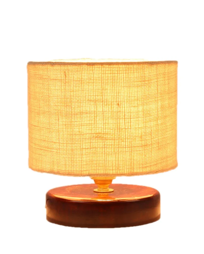 Radian Jute Table Lamp With Wood Chocolate Base | 7 x 7 inches