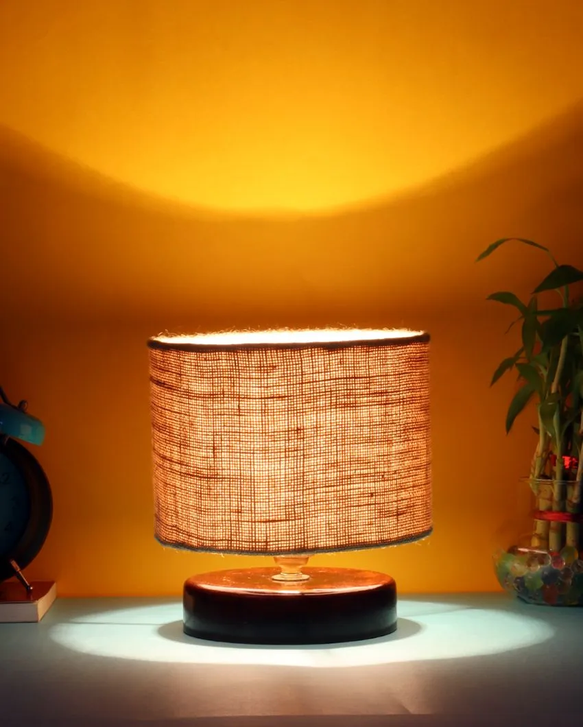 Radian Jute Table Lamp With Wood Chocolate Base | 7 x 7 inches