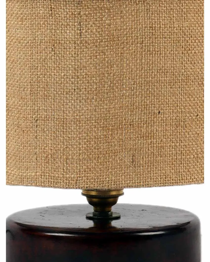 Radian Jute Table Lamp With Wood Chocolate Base | 7 x 7 inches