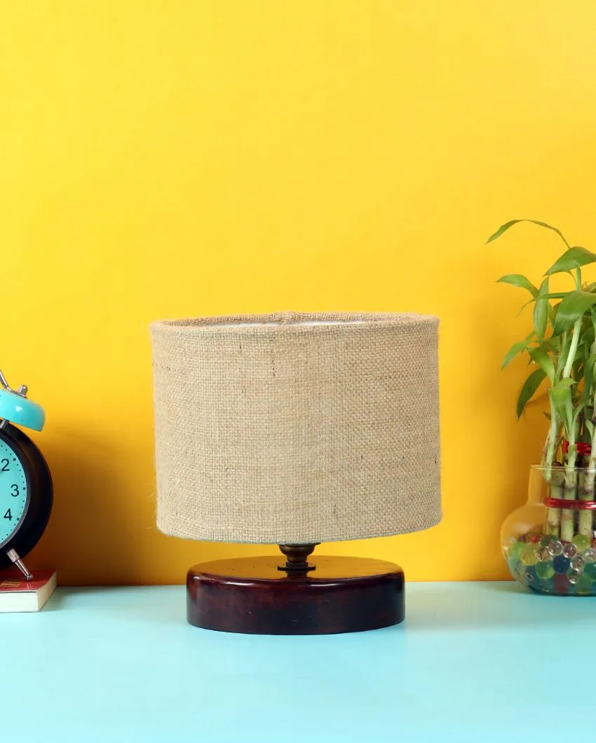 Radian Jute Table Lamp With Wood Chocolate Base | 7 x 7 inches