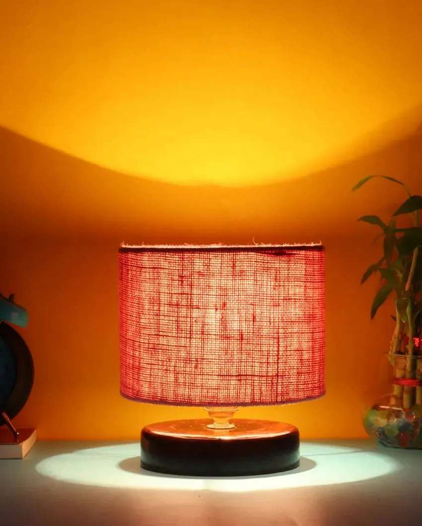 Radian Jute Table Lamp With Wood Chocolate Base | 7 x 7 inches