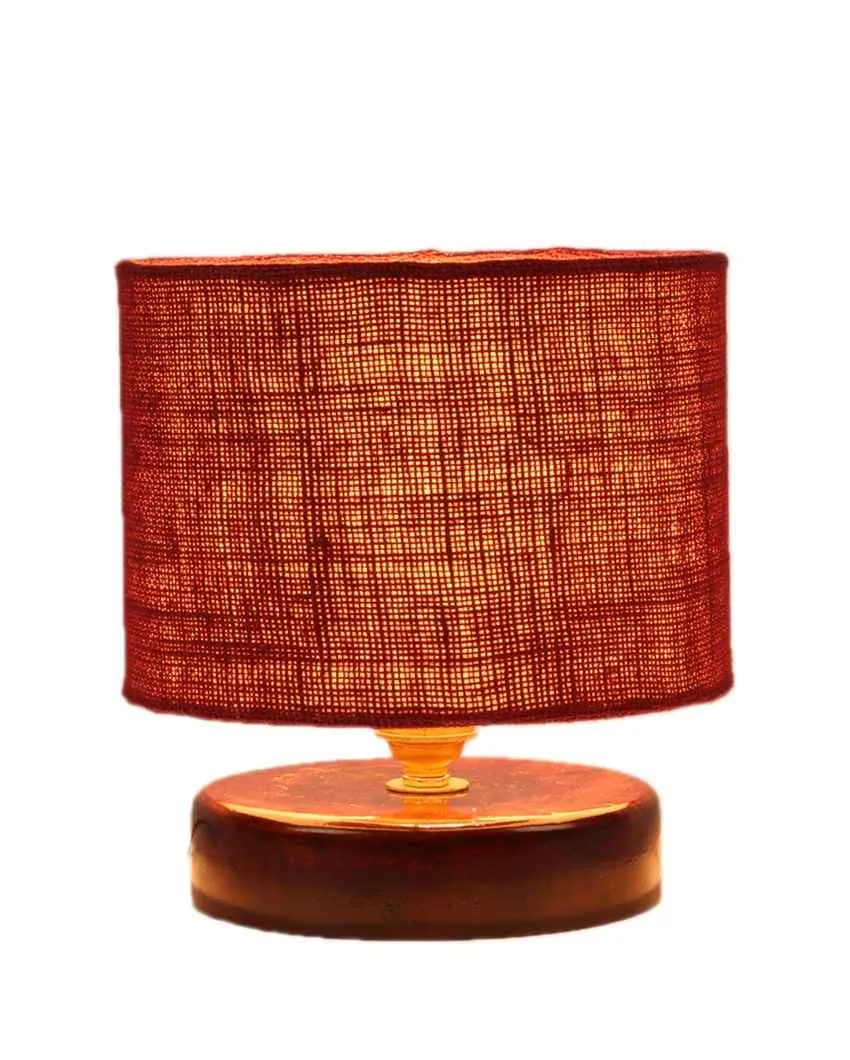 Radian Jute Table Lamp With Wood Chocolate Base | 7 x 7 inches