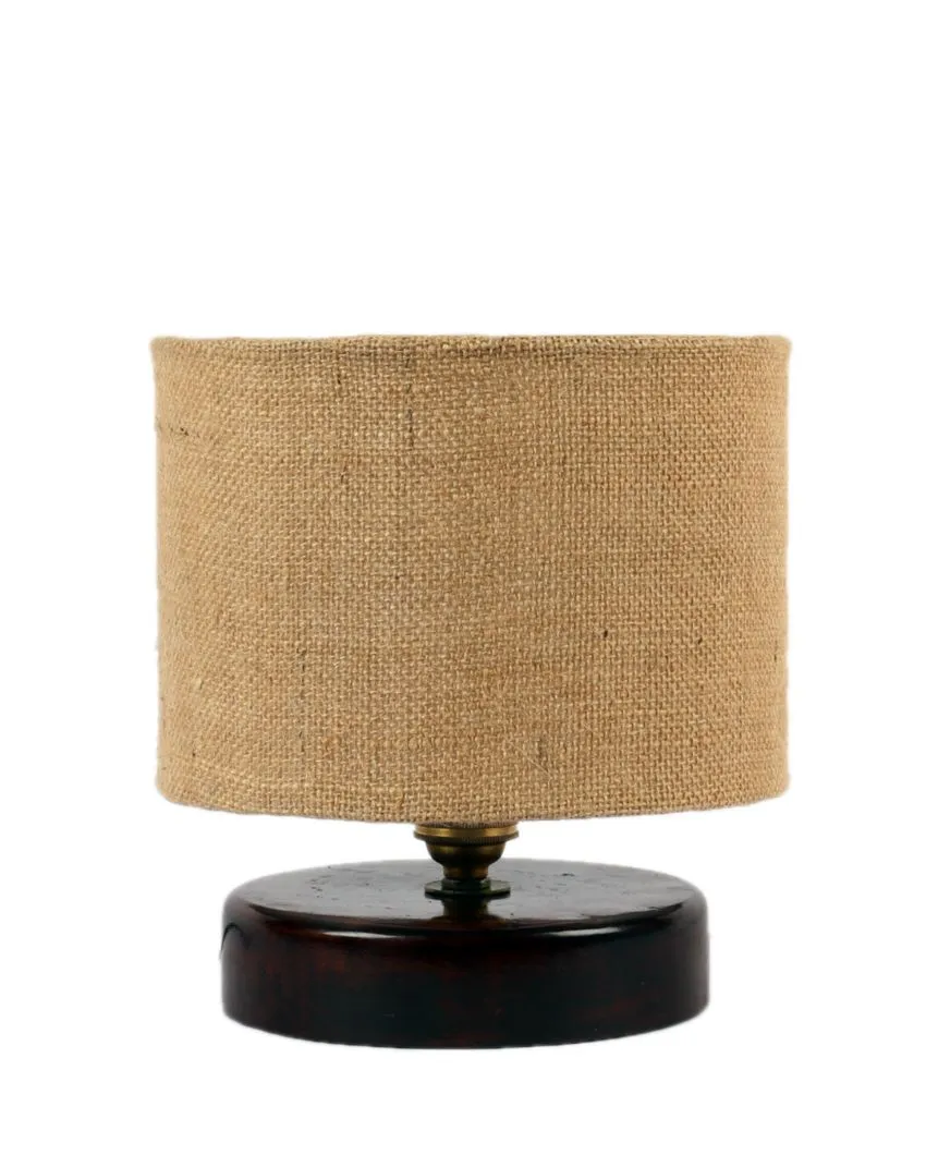 Radian Jute Table Lamp With Wood Chocolate Base | 7 x 7 inches