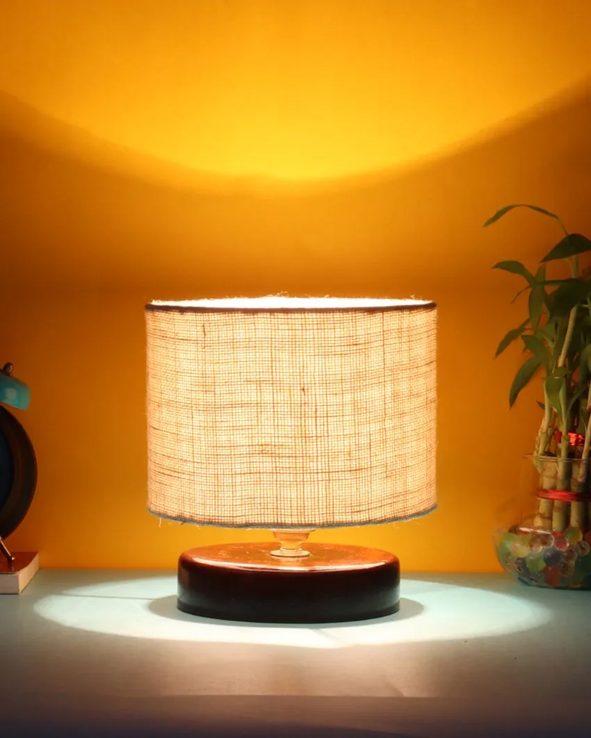 Radian Jute Table Lamp With Wood Chocolate Base | 7 x 7 inches