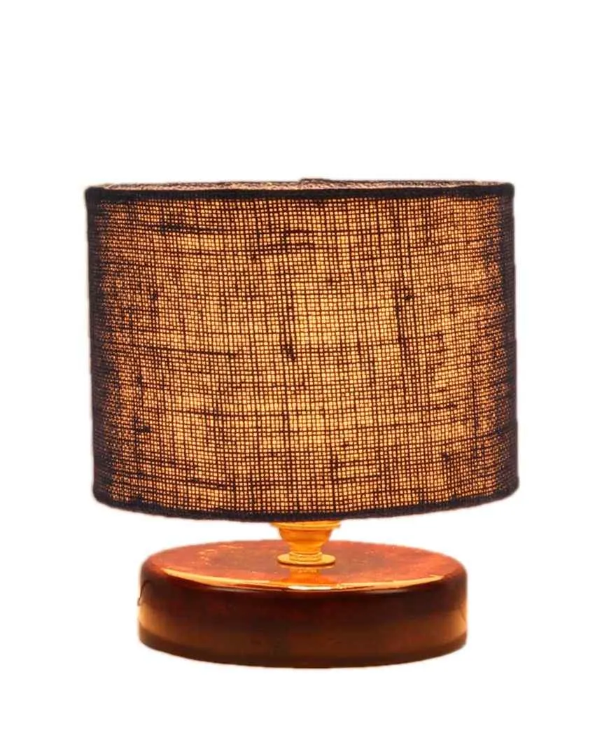 Radian Jute Table Lamp With Wood Chocolate Base | 7 x 7 inches