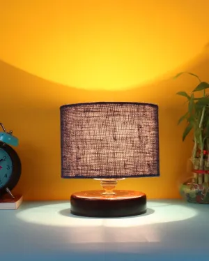 Radian Jute Table Lamp With Wood Chocolate Base | 7 x 7 inches