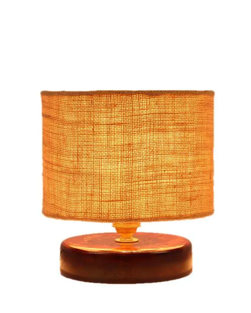 Radian Jute Table Lamp With Wood Chocolate Base | 7 x 7 inches