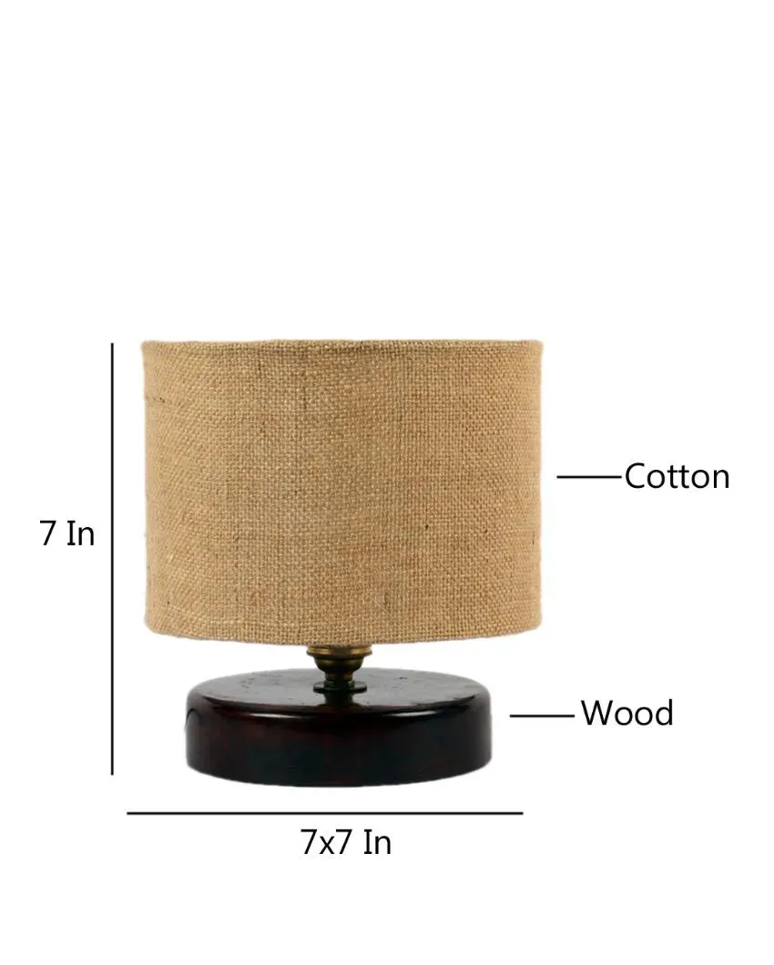 Radian Jute Table Lamp With Wood Chocolate Base | 7 x 7 inches