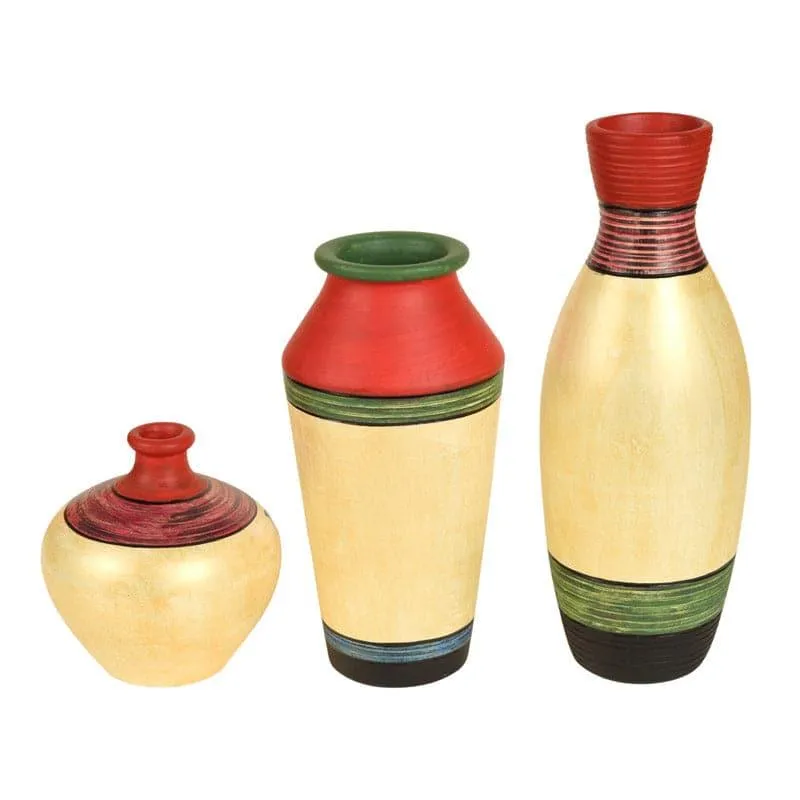 Ramatti Tribal Terracotta Vase - Set Of Three