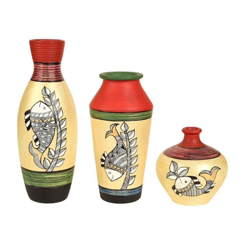 Ramatti Tribal Terracotta Vase - Set Of Three