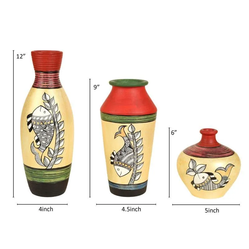 Ramatti Tribal Terracotta Vase - Set Of Three