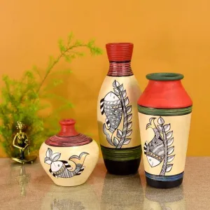 Ramatti Tribal Terracotta Vase - Set Of Three