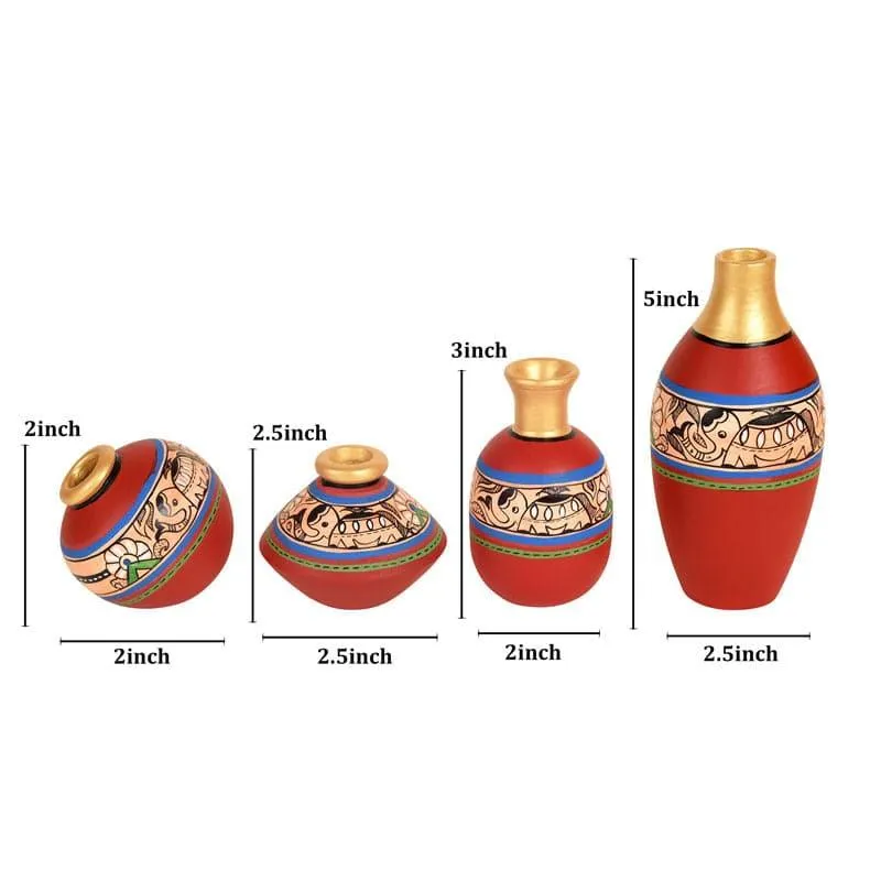 Rasham Tribal Terracotta Vase - Set Of Three