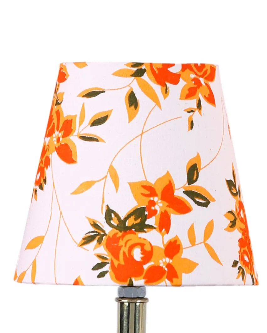 Rose & Leaf Printed Cotton Round Metal Gold Table Lamp | 6 x 8 inches