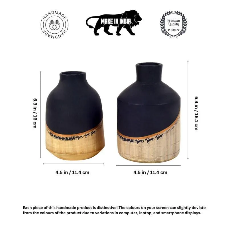 Rudo Tribal Terracotta Vase - Set Of Two