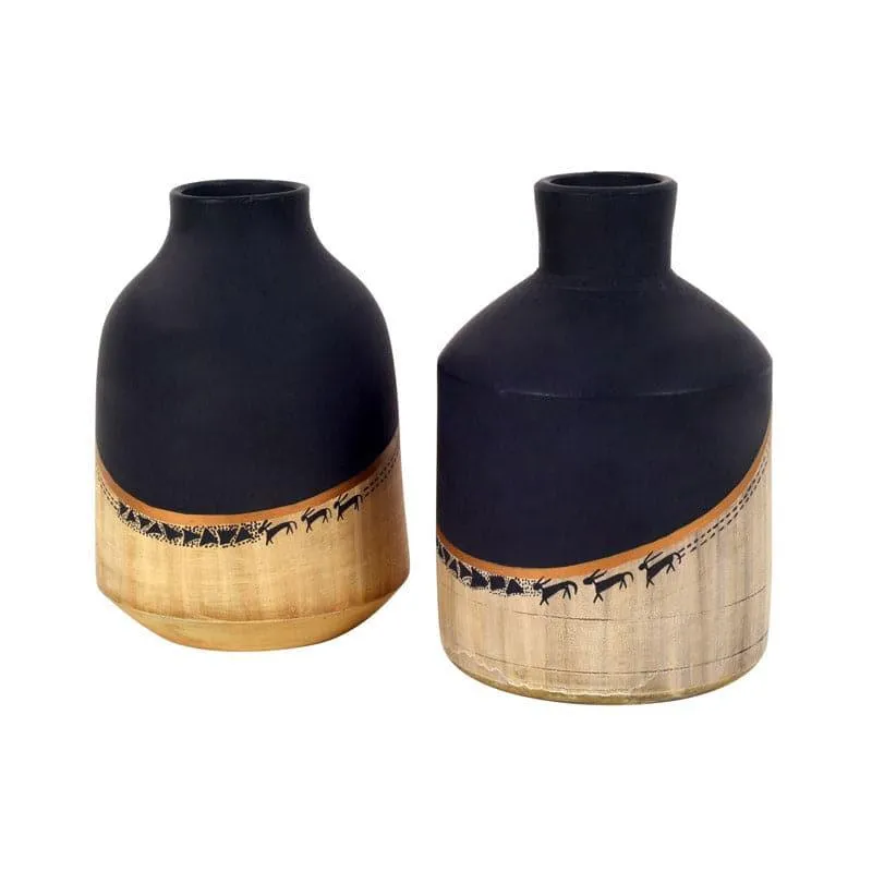 Rudo Tribal Terracotta Vase - Set Of Two