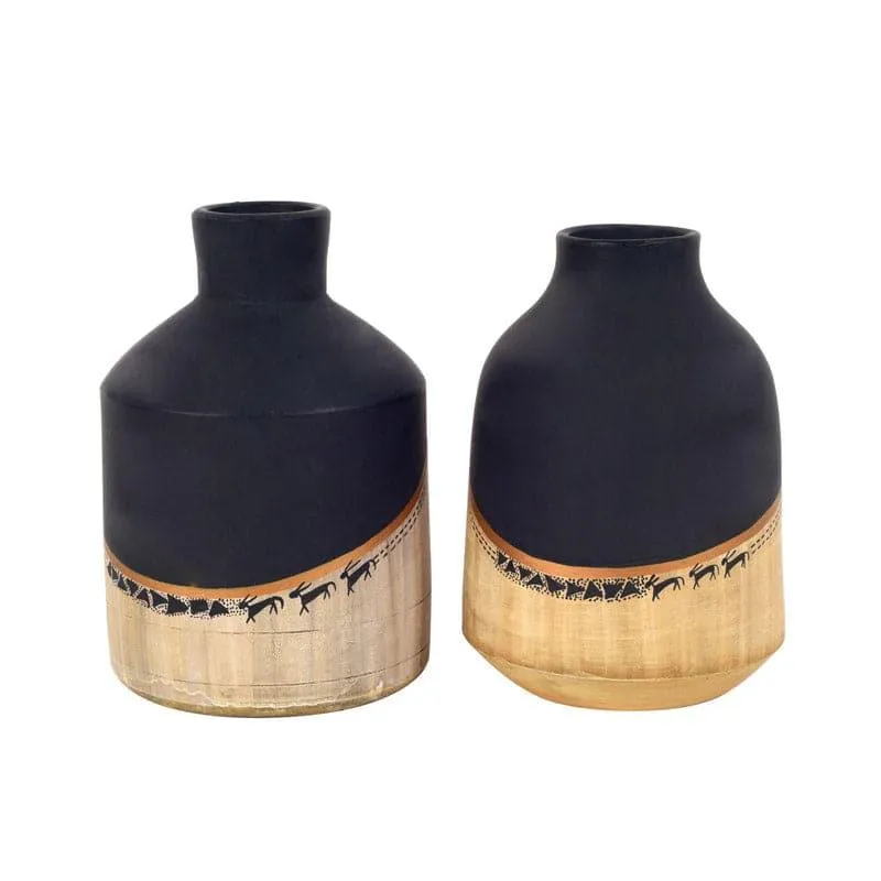 Rudo Tribal Terracotta Vase - Set Of Two