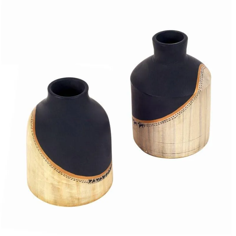 Rudo Tribal Terracotta Vase - Set Of Two