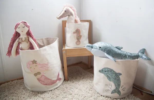 Sequin Mermaid Large Canvas Storage Bin