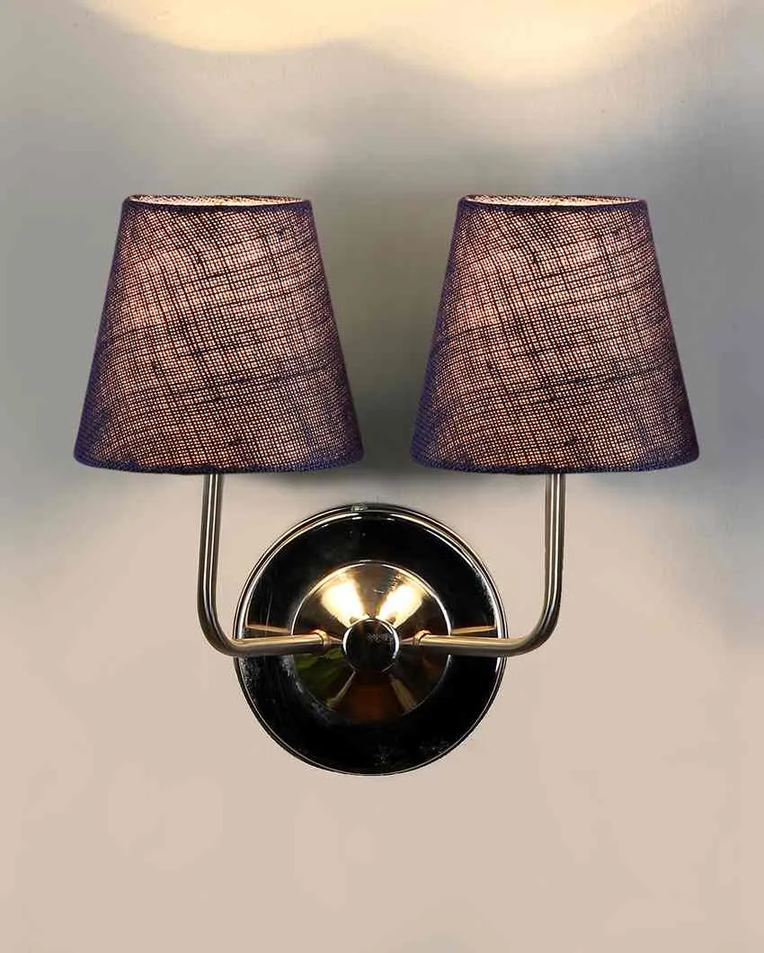 Sleek Cotton Wall Mounted Dual Lamp With Steel Base | Set of 2 | 4 x 13 inches