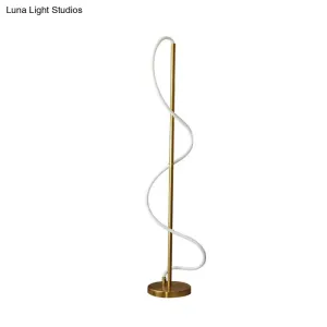 Sleek Gold LED Floor Lamp - Stylish Spiral Design for Warm/White Reading Light
