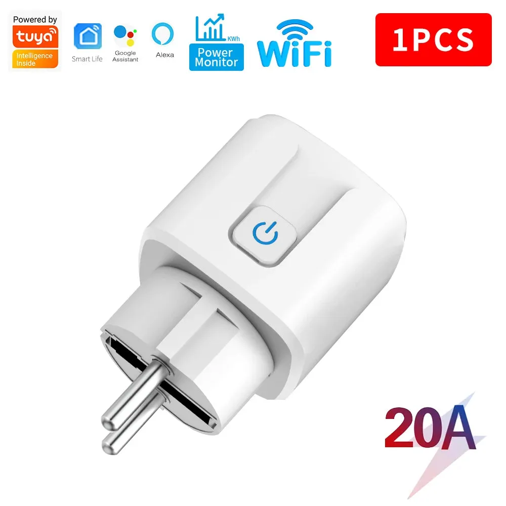 Smart Plug WiFi Socket EU 16A/20A With Power Monitor Timing Function Tuya Smart Life APP Control Works With Alexa Google Home