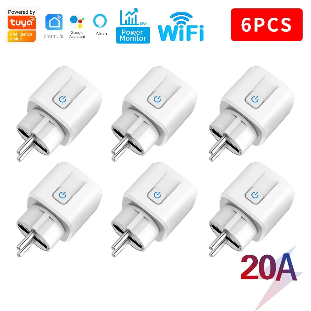 Smart Plug WiFi Socket EU 16A/20A With Power Monitor Timing Function Tuya Smart Life APP Control Works With Alexa Google Home
