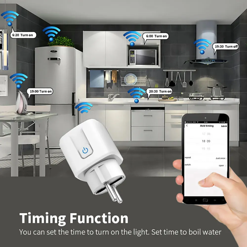 Smart Plug WiFi Socket EU 16A/20A With Power Monitor Timing Function Tuya Smart Life APP Control Works With Alexa Google Home