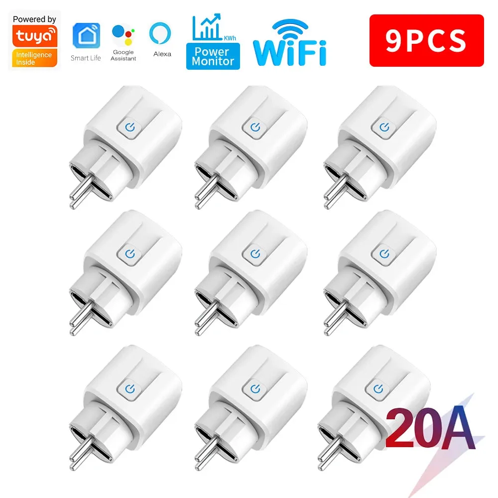 Smart Plug WiFi Socket EU 16A/20A With Power Monitor Timing Function Tuya Smart Life APP Control Works With Alexa Google Home
