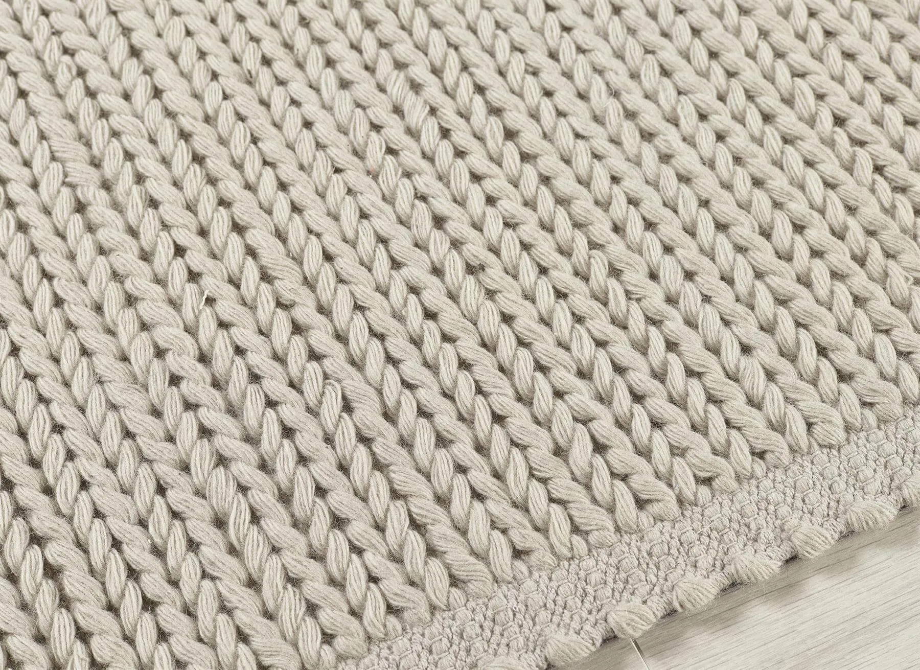 Solid Natural Knitted Wool Rug