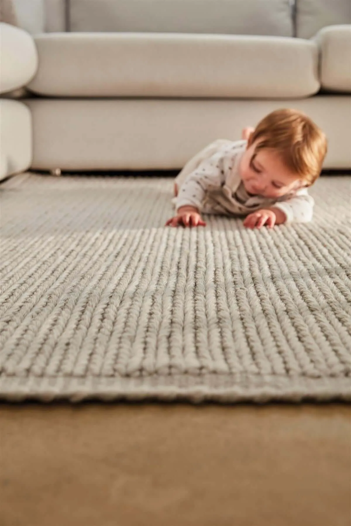 Solid Natural Knitted Wool Rug