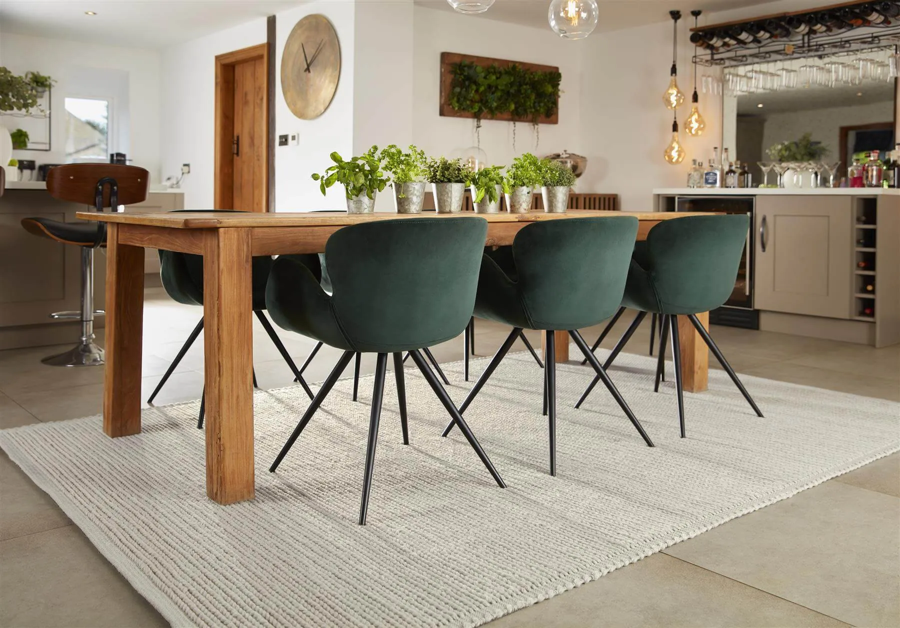 Solid Natural Knitted Wool Rug