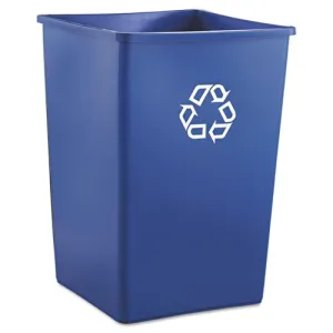 Square Recycling Container, 35 Gal, Plastic, Blue