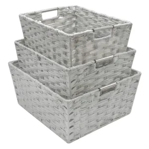 Stackable Weave Basket Bins (Set of 3)