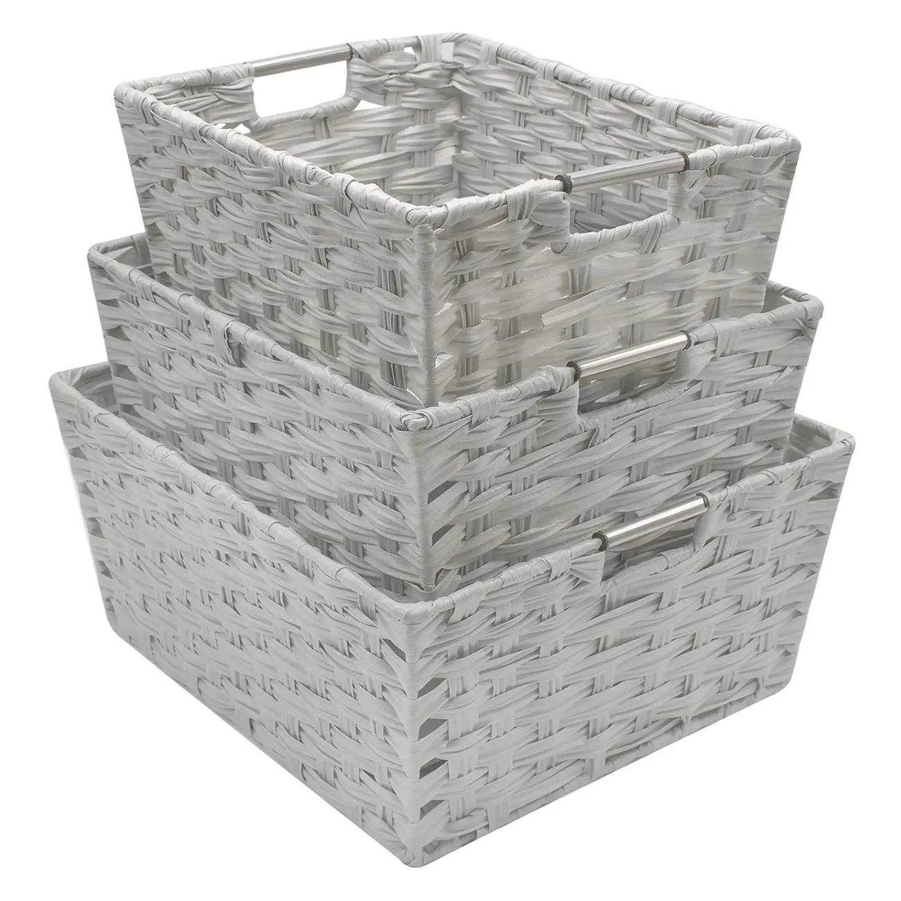 Stackable Weave Basket Bins (Set of 3)