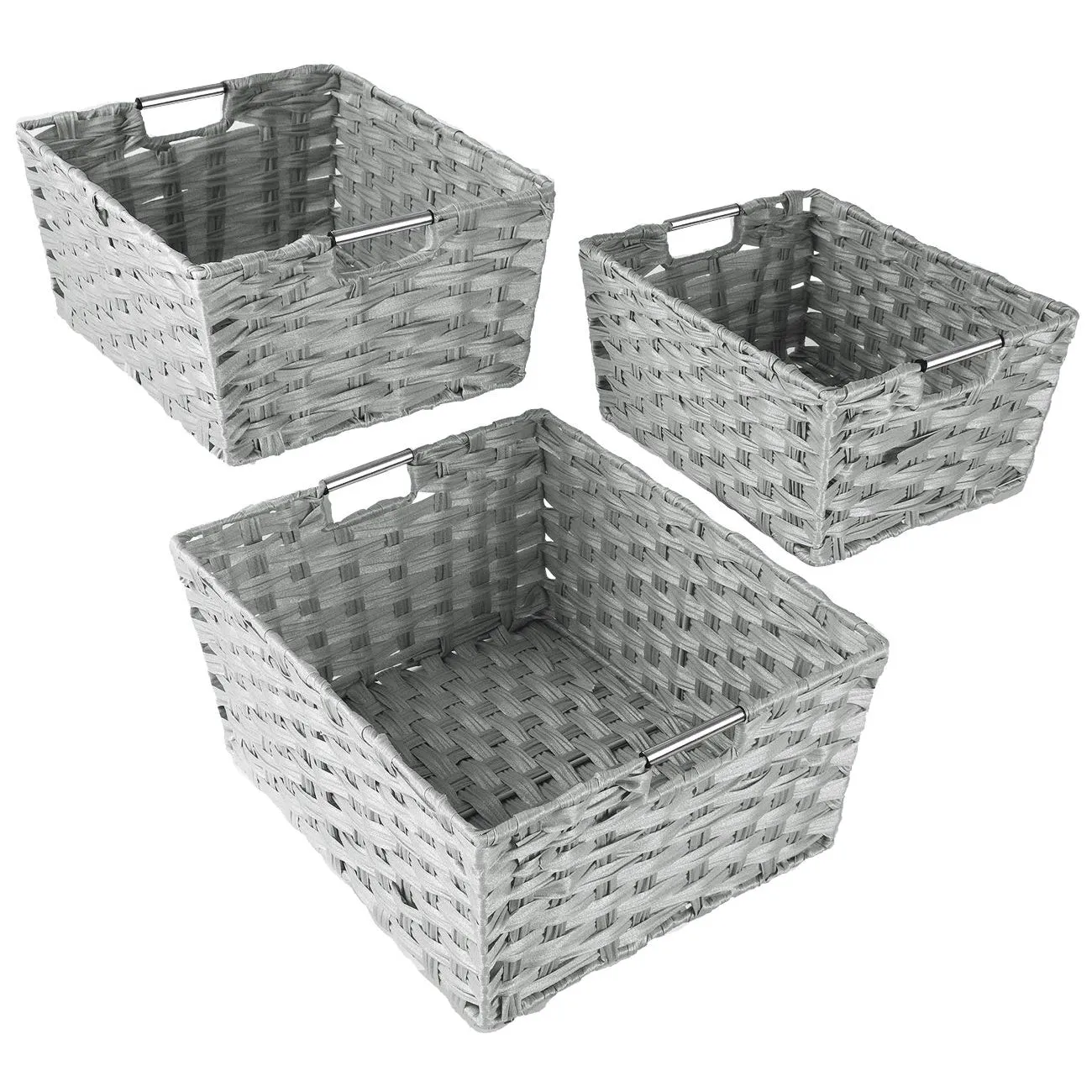 Stackable Weave Basket Bins (Set of 3)