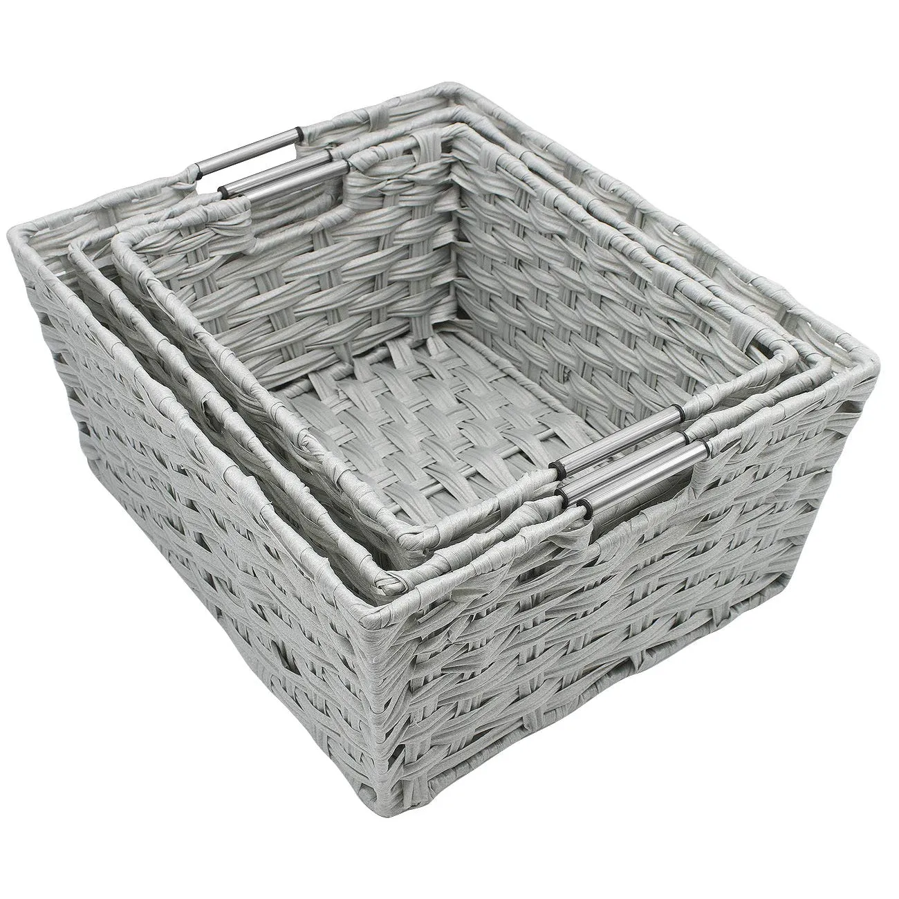 Stackable Weave Basket Bins (Set of 3)