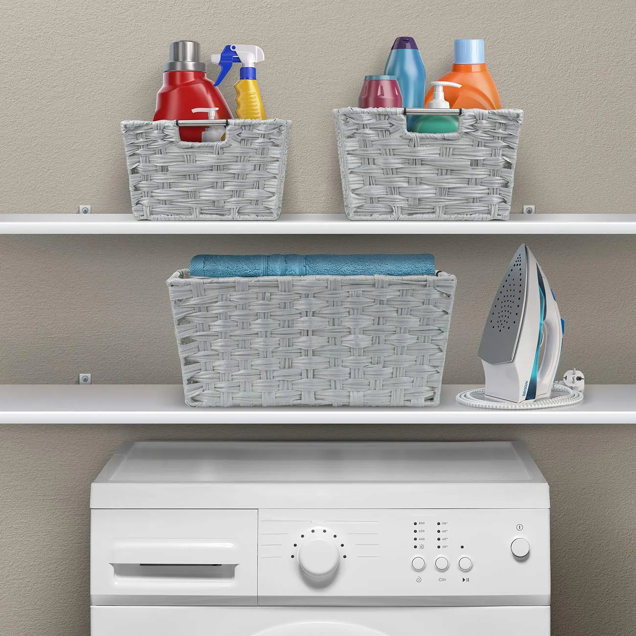 Stackable Weave Basket Bins (Set of 3)
